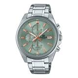 Edifice men's watch with green dial and stainless steel strap