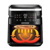 Black+Decker, 7 Litres Air Fryer, Rapid Air Convection, 1700 watt Adjustable Temperature AF7010 Air Fryer BL-AF7010