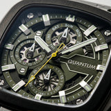 Quantum Men's Multifunction Watch Black Dial Dark Green Silicone Band, PWG1014.355