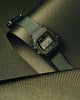 Casio Unisex Watch F-91 Collection Digital, Green Dial with Green Cloth Strap, F-91WF-3ADF