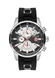 Quantum Men's Watch Analog Silver Dial with Black Silicone Band, ADG678.331