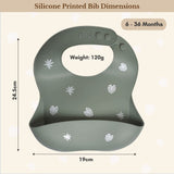 Milk It Baby Printed Bib Forest Green, 100% Food Grade Silicone Bib, MI-SBFG007