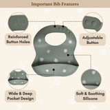 Milk It Baby Printed Bib Forest Green, 100% Food Grade Silicone Bib, MI-SBFG007
