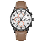 Beverly Hills Polo Club Men's Watch Analog White Dial with Brown Leather Band, BP3666X.067