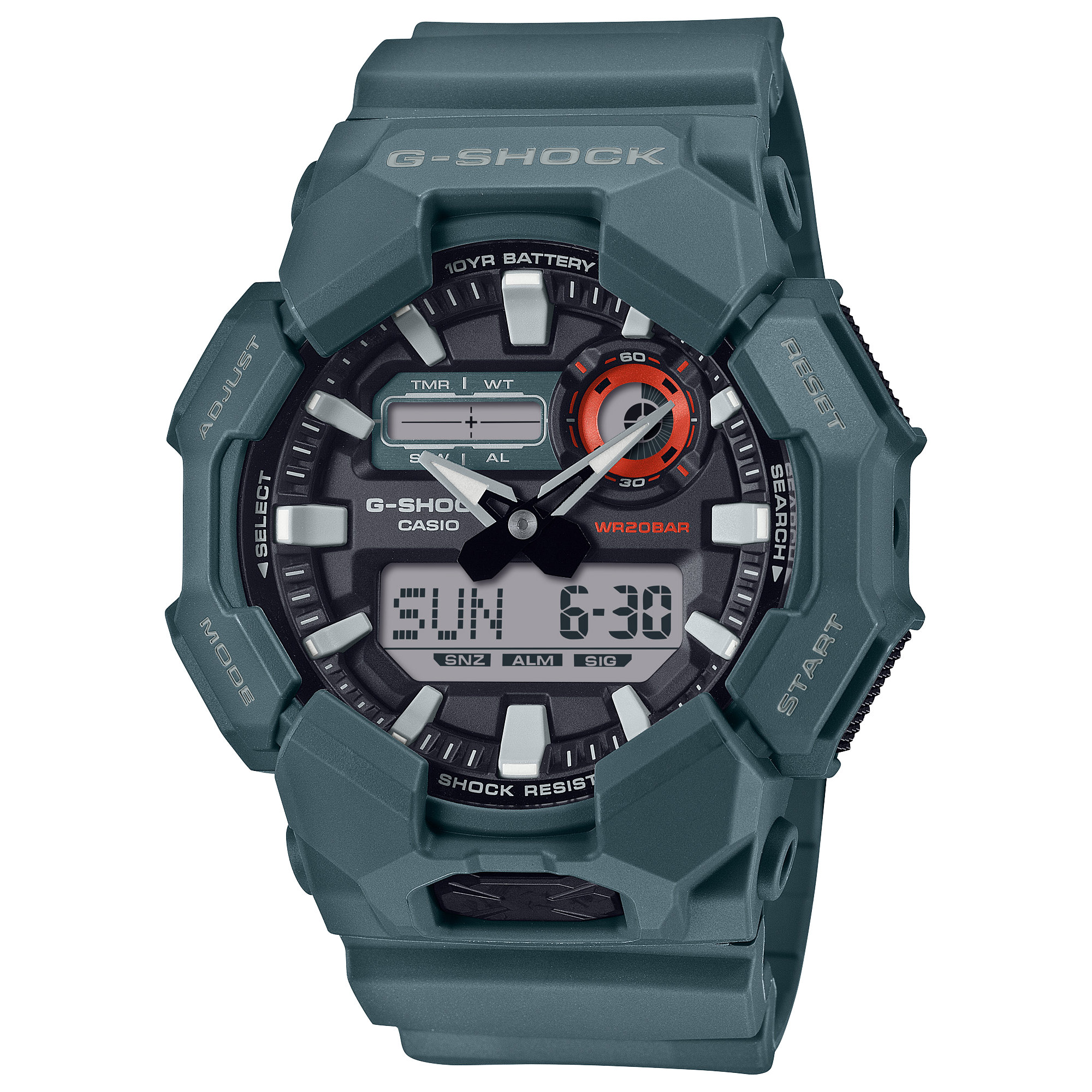 G-Shock Men's Watch Analog-Digital with Green Resin Band, GA-010-2ADR