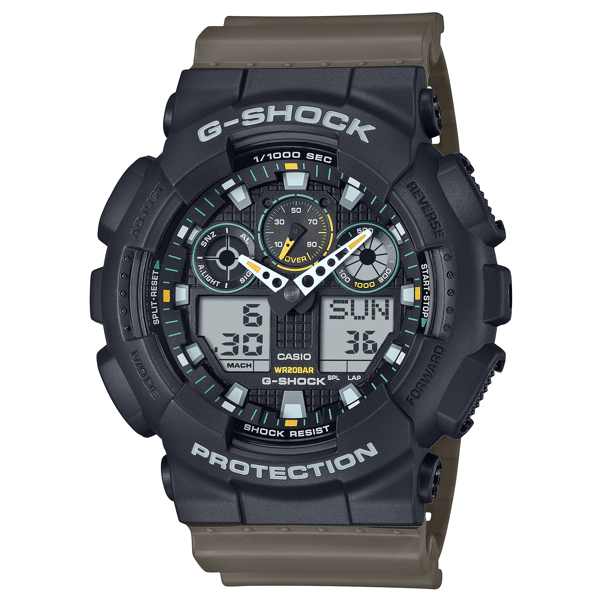 G-Shock Men's Watch Analog-Digital Dial with Brown Resin Band, GA-100TU-1A3DR