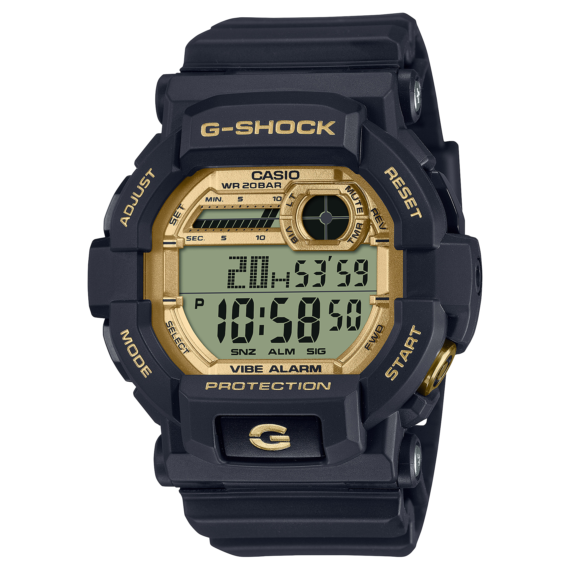 G-Shock Men's Watch Digital Gold Dial with Black Resin Band, GD-350GB-1DR
