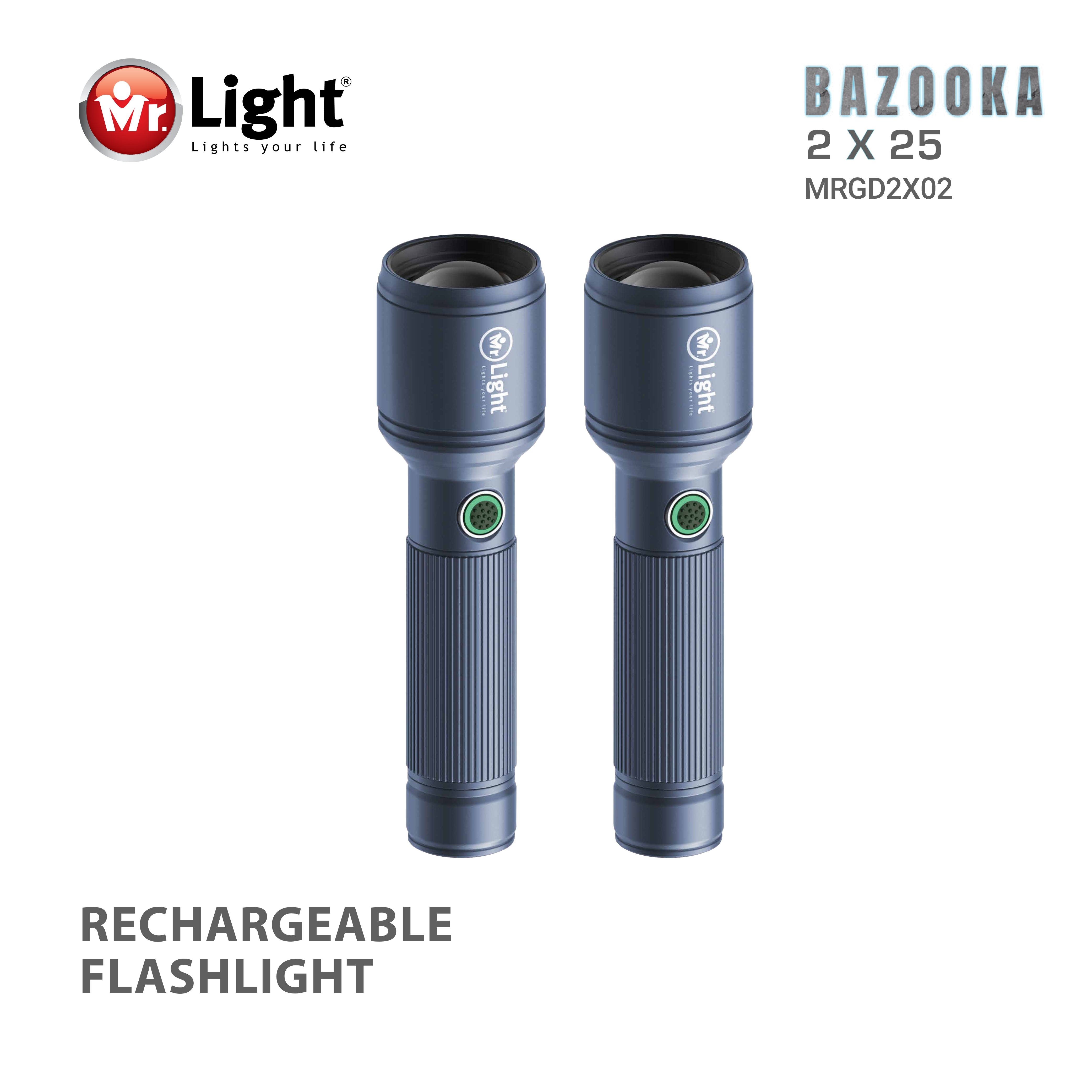 Mr Light Bazooka Zoom 2 Pcs Combo, BAZOOKAGD2X02 Mr.Light Flashlight BAZOOKAGD2X02