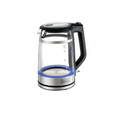 Black+Decker, 1.7 Litres Glass Kettle, Digital kettle, 2200W Double Wall PC Wrap, GK220