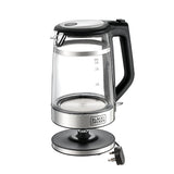 Black+Decker, 1.7 Litres Glass Kettle, Digital kettle, 2200W Double Wall PC Wrap, GK220