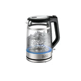 Black+Decker, 1.7 Litres Glass Kettle, Digital kettle, 2200W Double Wall PC Wrap, GK220