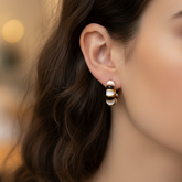 Lee Cooper Women's Earings - Gold/White/Black, LC.E.01725.150