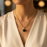 Lee Cooper Women's Necklace - Gold/Black, LC.N.01927.150