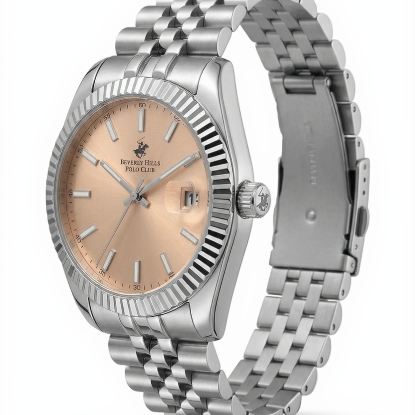 Beverly Hills Polo Club, Men's, Analog Watch, Silver Dial, with Stainless Steel Band, BH-BP3018X.380