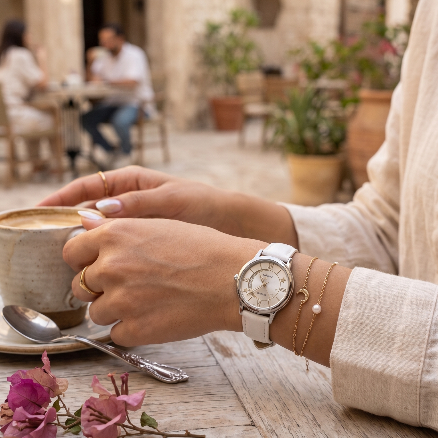 Casio, Women's Watch Analog,White Dial White Leather band, LTP-E121L-7ADF product image