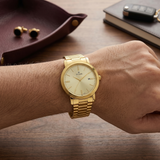 Titan Men's Watch Analog Champagne Dial with Gold Stainless Steel Band, 1712YM03