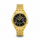 Seiko Men's Mechanical Watch Analog, Black Dial with Gold Stainless Band, SNKL40K