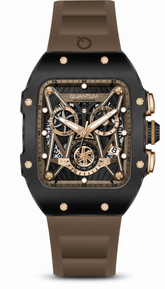 Quantum men analog watch, brown dial with brown silicone band, model QU-HNG1080.656, Bahrain