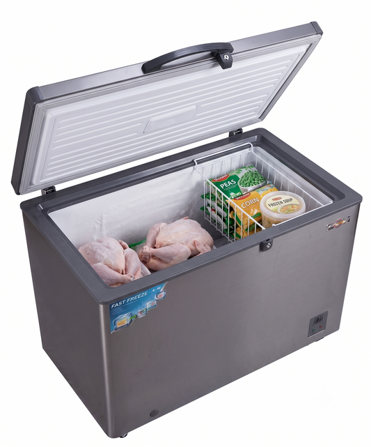 Zen Dual Thermostat Refrigerate Chest Freezer 370L Silver, ZCFS370