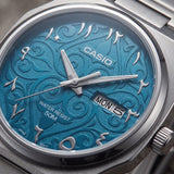 Casio Men's Analog Watch with Arabic Turquoise Blue Dial and Silver Stainless Steel Band, MTP-E735AR-2A3VDF