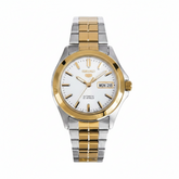 Seiko Men's Mechanical Watch Analog, White Dial with Two Tone Stainless Band, SNKK94K authentic Seiko watch with original box and warranty papers