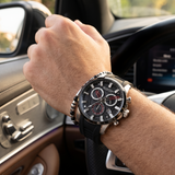 Quantum Men's Chronograph Watch Black Dial with Two-Tone Stainless Steel Band, PWG1126-351