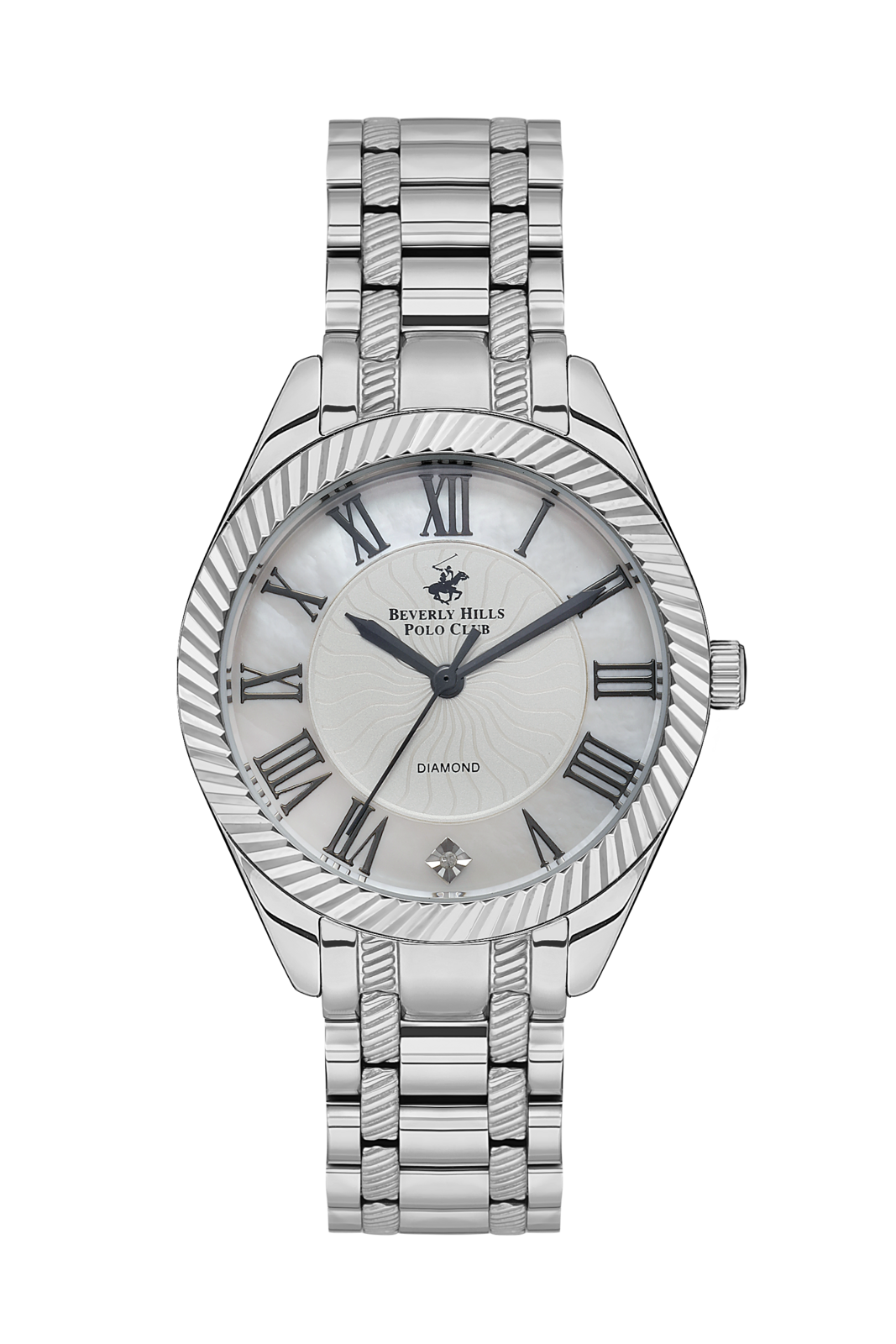Beverly Hills Polo Club Women's Watch Analog Mother of Pearl Dial with Silver Stainless Steel Band, BP3571C.320