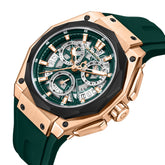 Quantum Men's Watch Analog Green Dial with Green Silicone Band, HNG1097.875