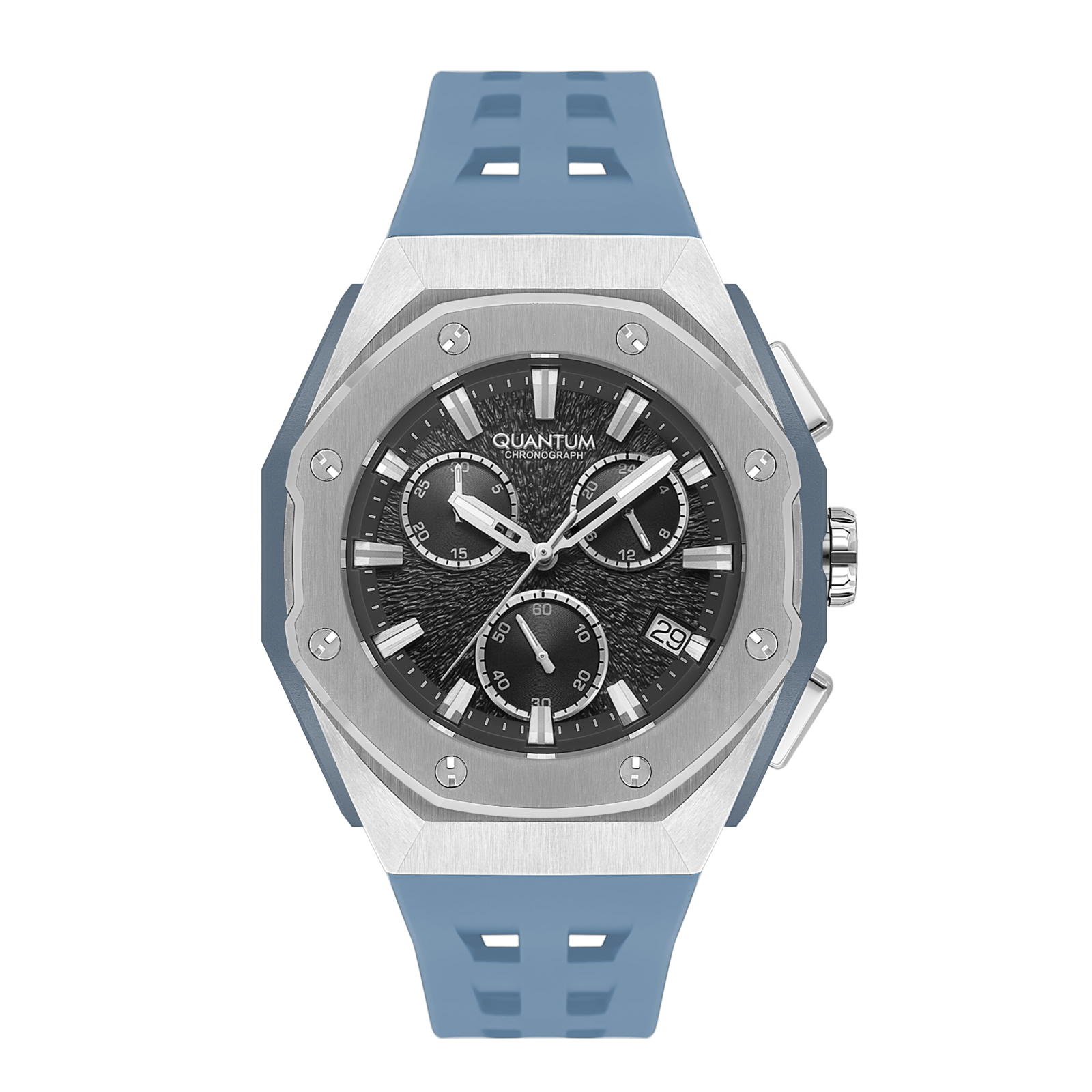 Quantum men analog watch, black dial with silicone band, model QU-HNG1170.360, Bahrain