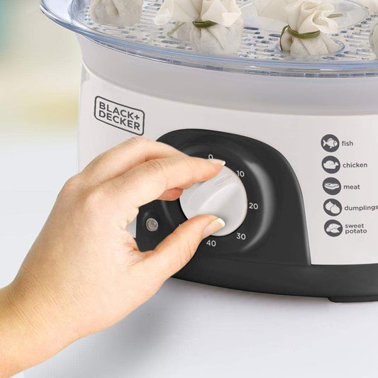 Black+Decker, 775W 10 L 3-Tier Food Steamer with Timer, White, HS6000-B5 Food Steamer BL-HS6000