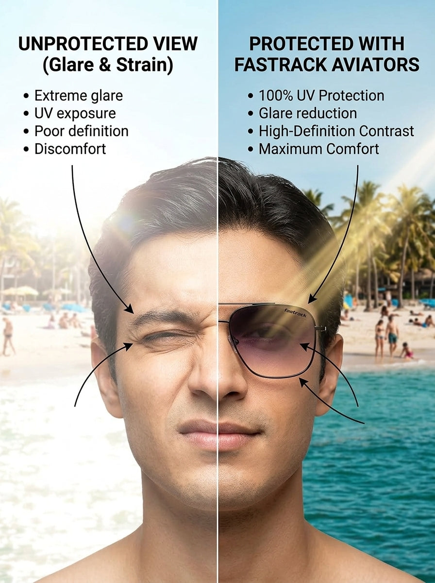 Fastrack Unisex Aviator Sunglasses, Brown Lens, UV protected, M253GY11 - image 7
