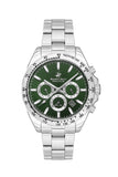 Beverly Hills Polo Club Men's Watch Analog Green Dial with Silver Stainless Steel Band, BP3127X.370