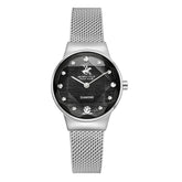 Beverly Hills Polo Club Women's Watch Analog Black Dial with Silver Mesh Band, BP3768X.350