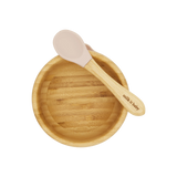Milk It Baby, Bamboo Suction Baby Bowl & Spoon Set, Dusty Pink, MI-BAMBDP004