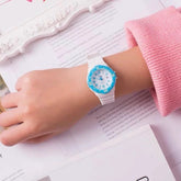 Casio Women's Watch Analog, Blue Dial White Resin Strap, LRW-200H-2BVDF