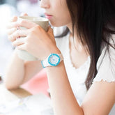 Casio Women's Watch Analog, Blue Dial White Resin Strap, LRW-200H-2CVDF