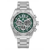 Beverly Hills Polo Club Men's Watch Analog Green Dial with Silver Stainless Steel Band, BP3743X.370