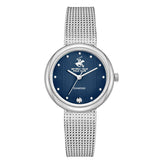 Beverly Hills Polo Club Women's Watch Analog Blue Dial with Silver Mesh Band, BP3760X.390