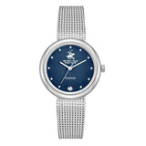 Beverly Hills Polo Club Women's Watch Analog Blue Dial with Silver Mesh Band, BP3760X.390