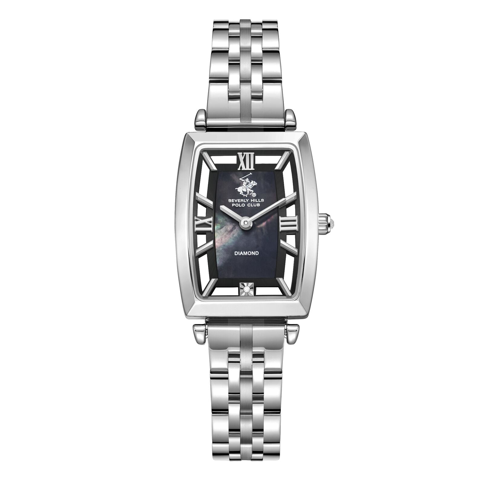 Beverly Hills Polo Club Women's Watch Analog Mother of Pearl Dial with Silver Stainless Steel Band, BP3770C.350