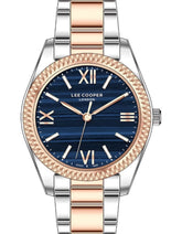 Lee Cooper Women's Analog Watch Blue Dial With Two Toned Rose Gold And Silver Metal Band,LC07459.590