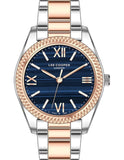 Lee Cooper Women's Analog Watch Blue Dial With Two Toned Rose Gold And Silver Metal Band,LC07459.590
