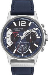 Lee Cooper Men's Watch Blue Dial Blue Leather Strap, LC07614.399