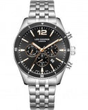 Lee Cooper Men's Multifunction Watch Black Dial With Silver Metal Band,LC07641.360