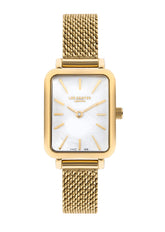 Lee Cooper Women's Analog Watch with White Mother Of Pearl Dial and Gold Mesh Band, LC07815.120