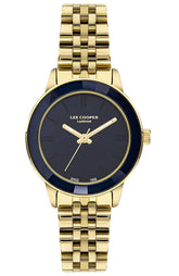 Lee Cooper Women's Analog Watch Dark Blue Dial With Gold Metal Band,LC07934.190