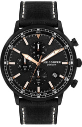 Lee Cooper Men's Multifunction Watch Black Dial With Black Leather Strap,LC07943.651