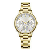 Lee Cooper Women's Multifunction Watch Silver Dial With Gold Metal Band,LC07946.130