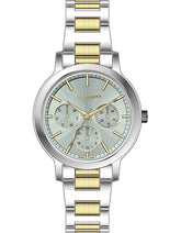 Lee Cooper Women's Multifunction Watch Green Dial With Two Toned Gold And Silver Metal Band,LC07946.280
