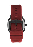 Lee Cooper Men's Analog Watch with Black Dial and Red Silicone Band, LC07973.658